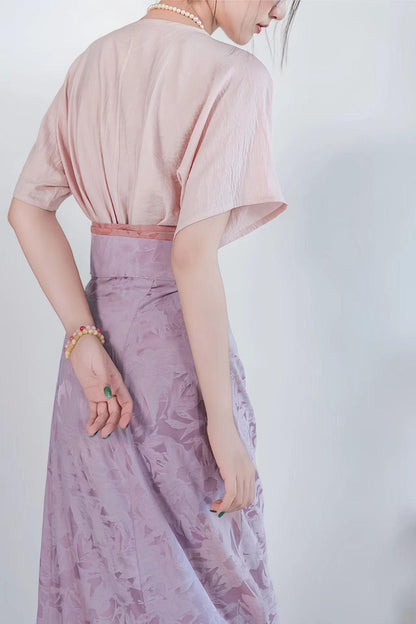 Women's Pink Elegant Modern Hanfu Set – additional product view