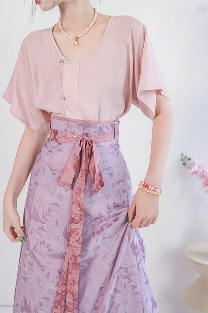 Women's Pink Elegant Modern Hanfu Set – additional product view