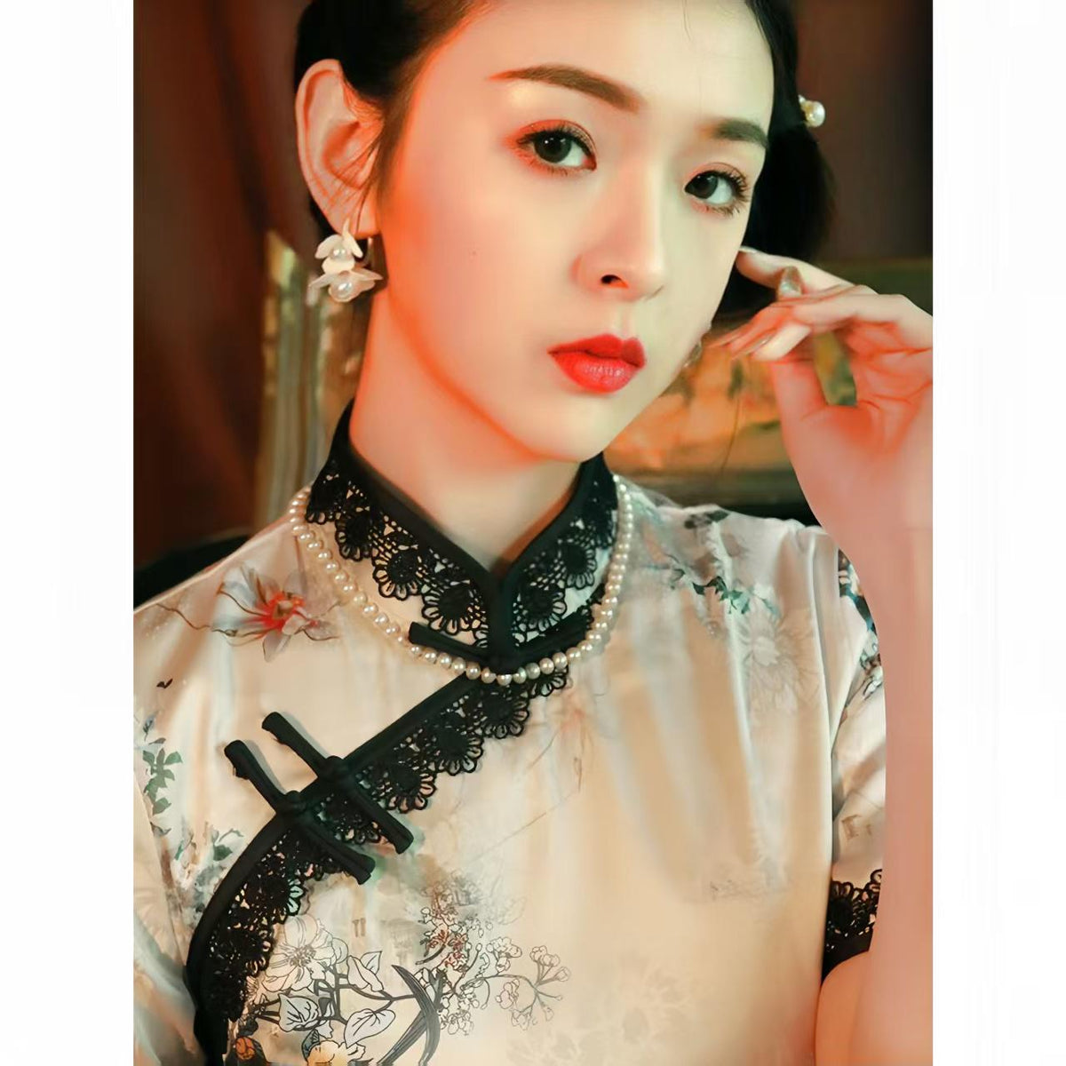 Women's Floral Qipao Cheongsam Dress – Fitted – additional product view
