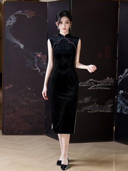 Women's Black Vintage Qipao Cheongsam Dress – additional product view
