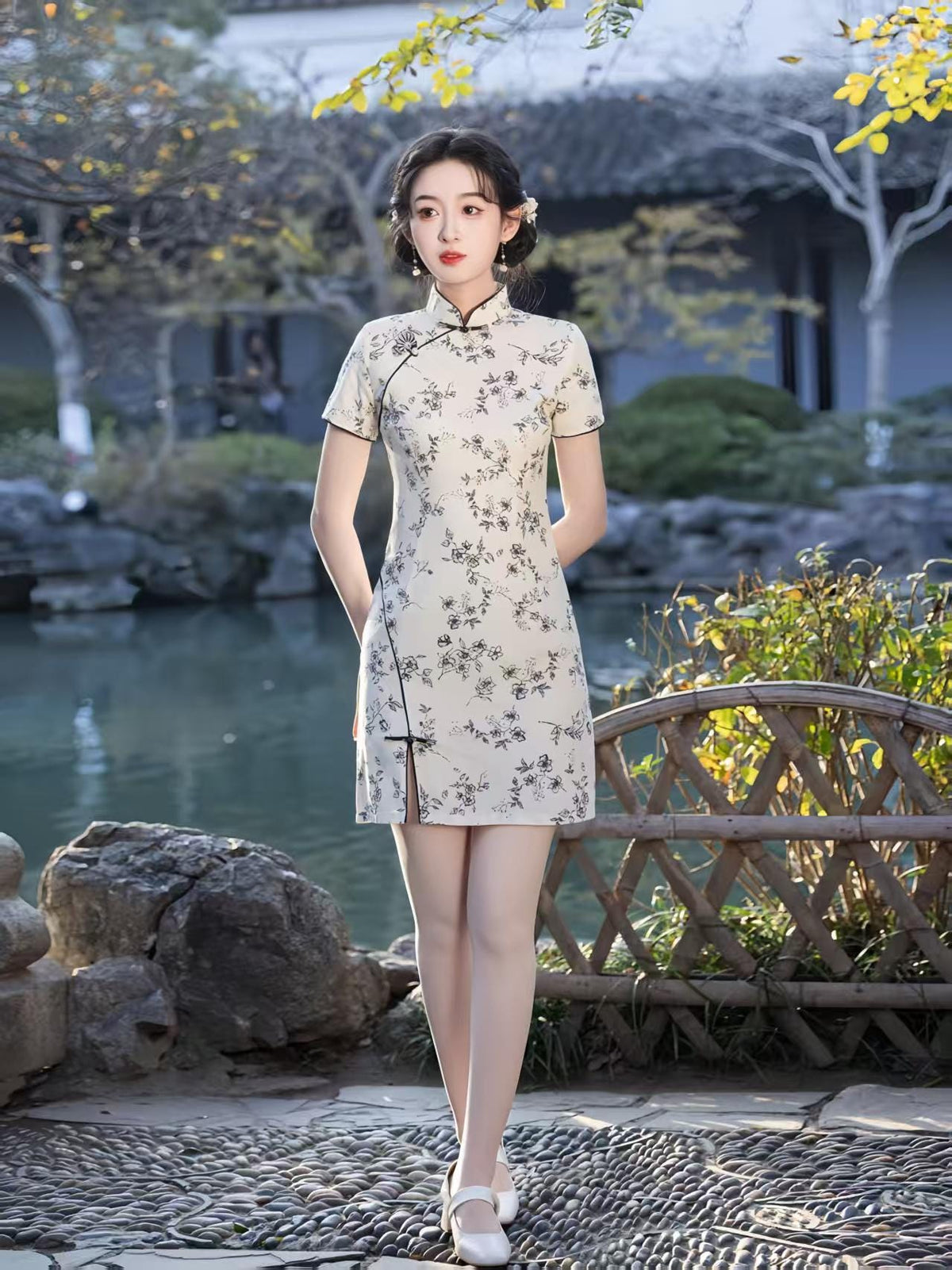 Women's Vintage Qipao Cheongsam Dress – Cotton Printed – additional product view