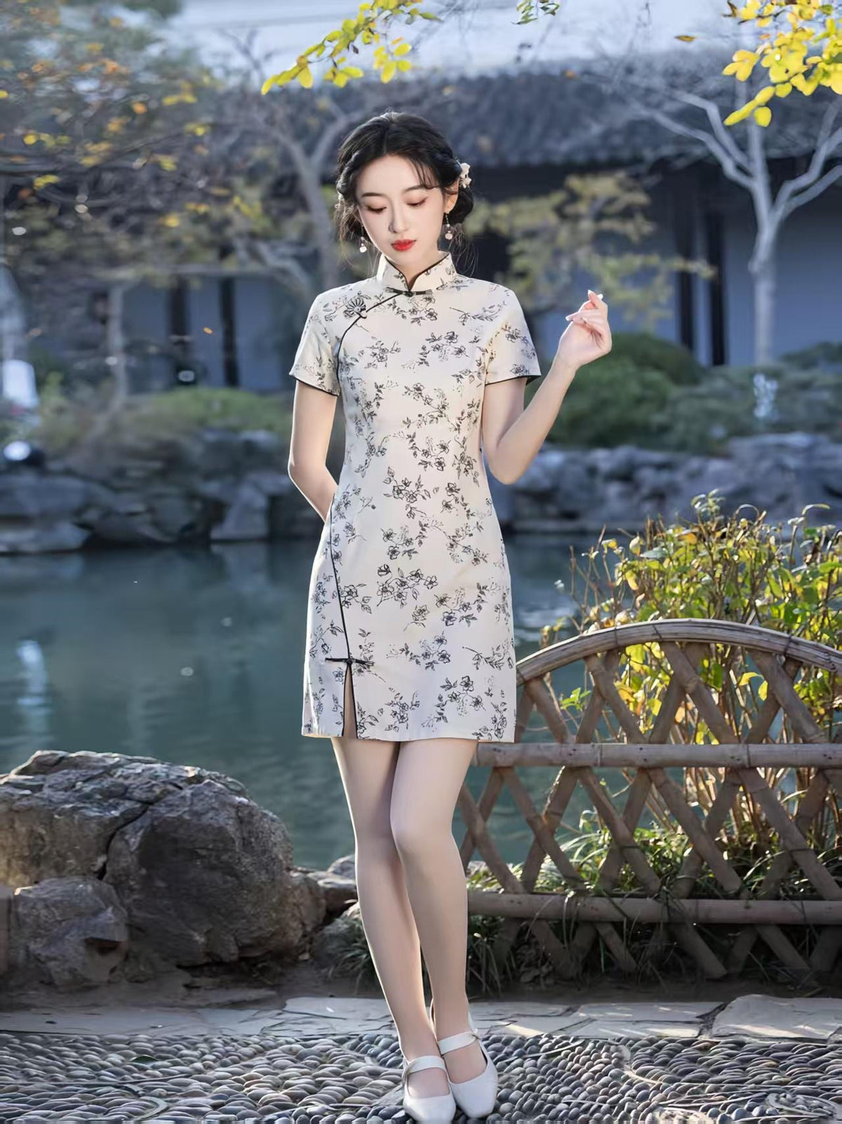Women's Vintage Qipao Cheongsam Dress – Cotton Printed