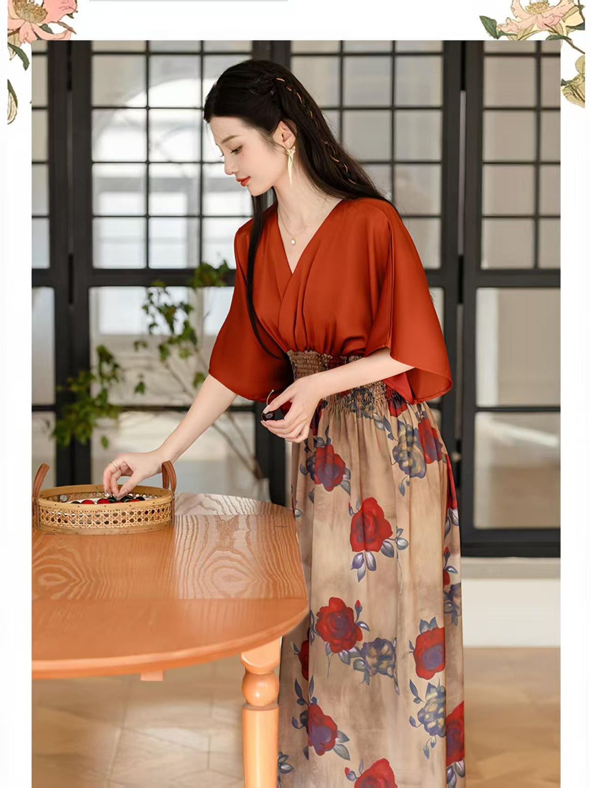 Women's Red Vintage Qipao Cheongsam Dress – Maxi – additional product view