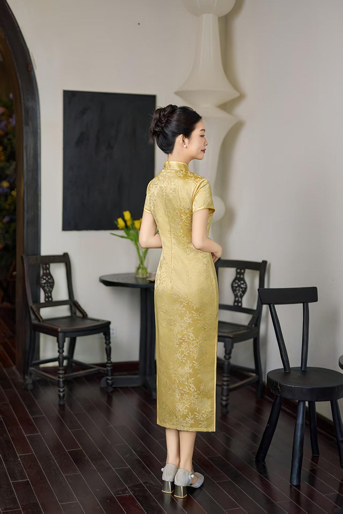 Women's Embroidered Qipao Cheongsam Dress – Maxi – additional product view