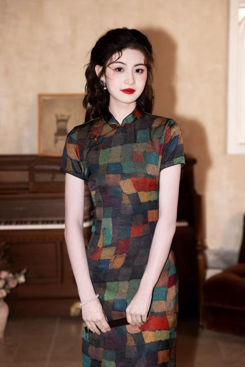 Women's Floral Qipao Cheongsam Dress – Multicolor Jacquard