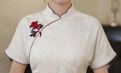 Women's Vintage Qipao Cheongsam Dress – Ivory – additional product view