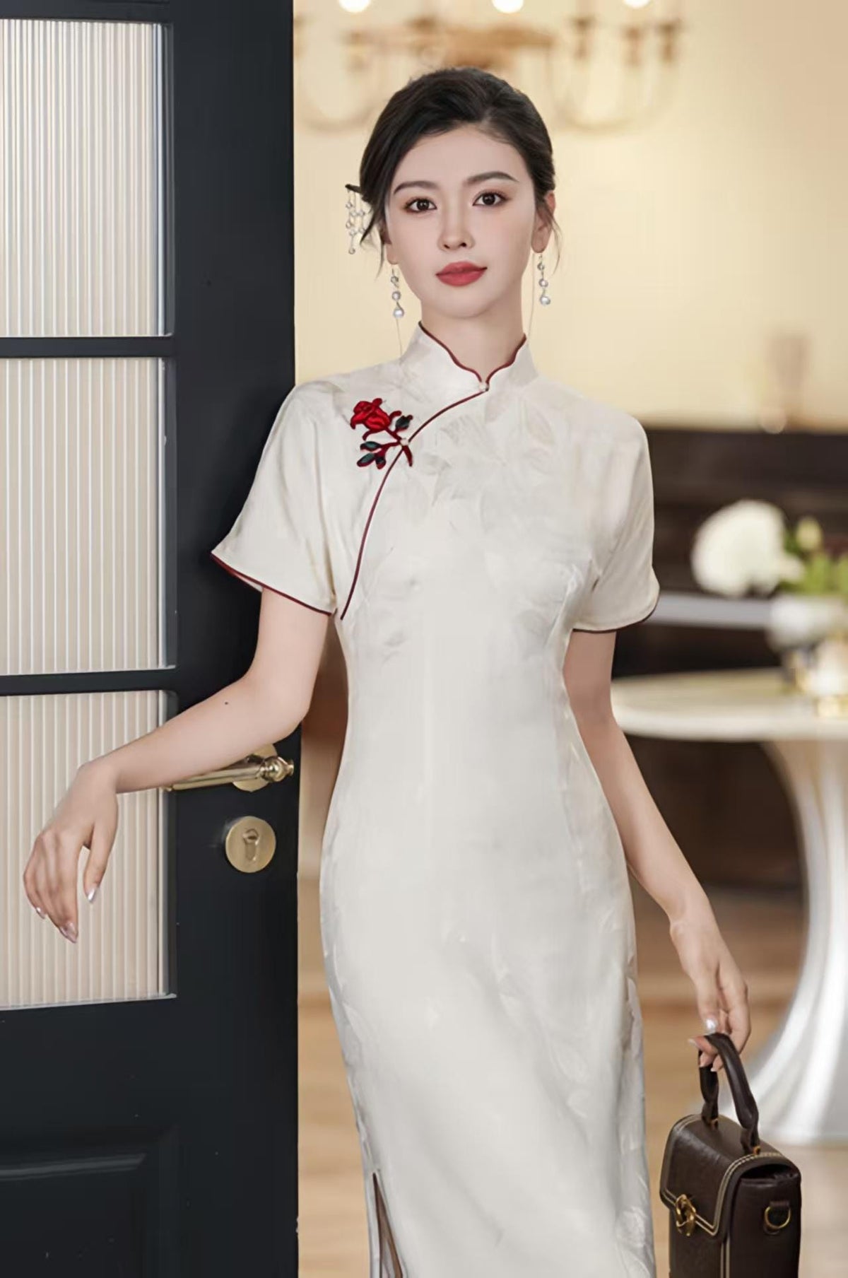Women's Vintage Qipao Cheongsam Dress – Ivory – additional product view