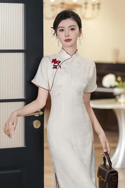 Women's Vintage Qipao Cheongsam Dress – Ivory – additional product view