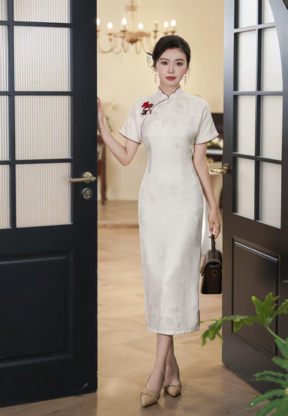 Women's Vintage Qipao Cheongsam Dress – Ivory – additional product view