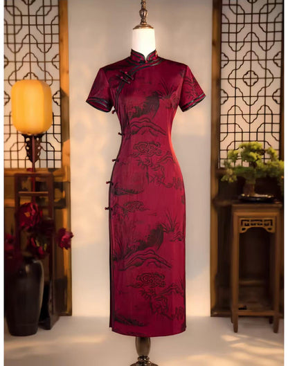 Women's Vintage Qipao Cheongsam Dress – Mao Collar Long – additional product view