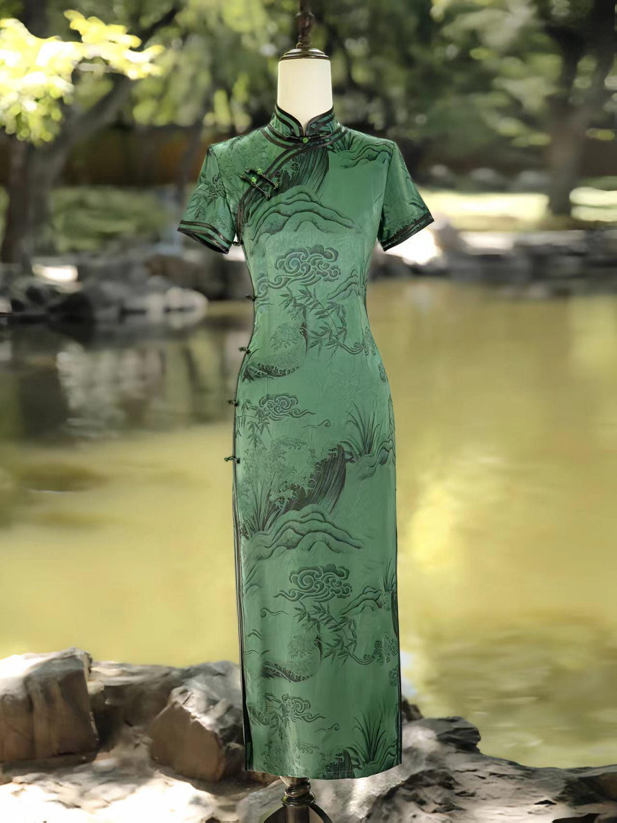 Women's Vintage Qipao Cheongsam Dress – Mao Collar Long – additional product view