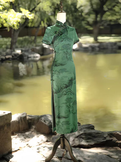 Women's Vintage Qipao Cheongsam Dress – Mao Collar Long – additional product view