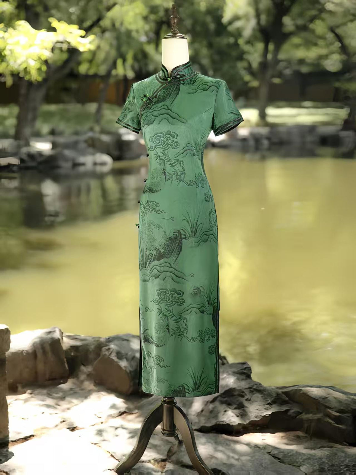 Women's Vintage Qipao Cheongsam Dress – Mao Collar Long – additional product view