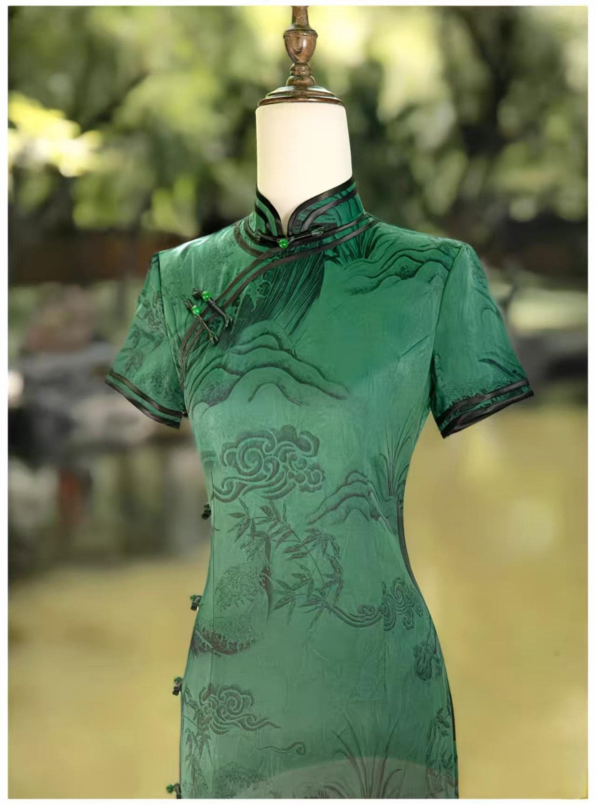 Women's Vintage Qipao Cheongsam Dress – Mao Collar Long – additional product view