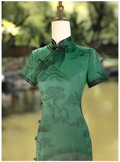 Women's Vintage Qipao Cheongsam Dress – Mao Collar Long – additional product view