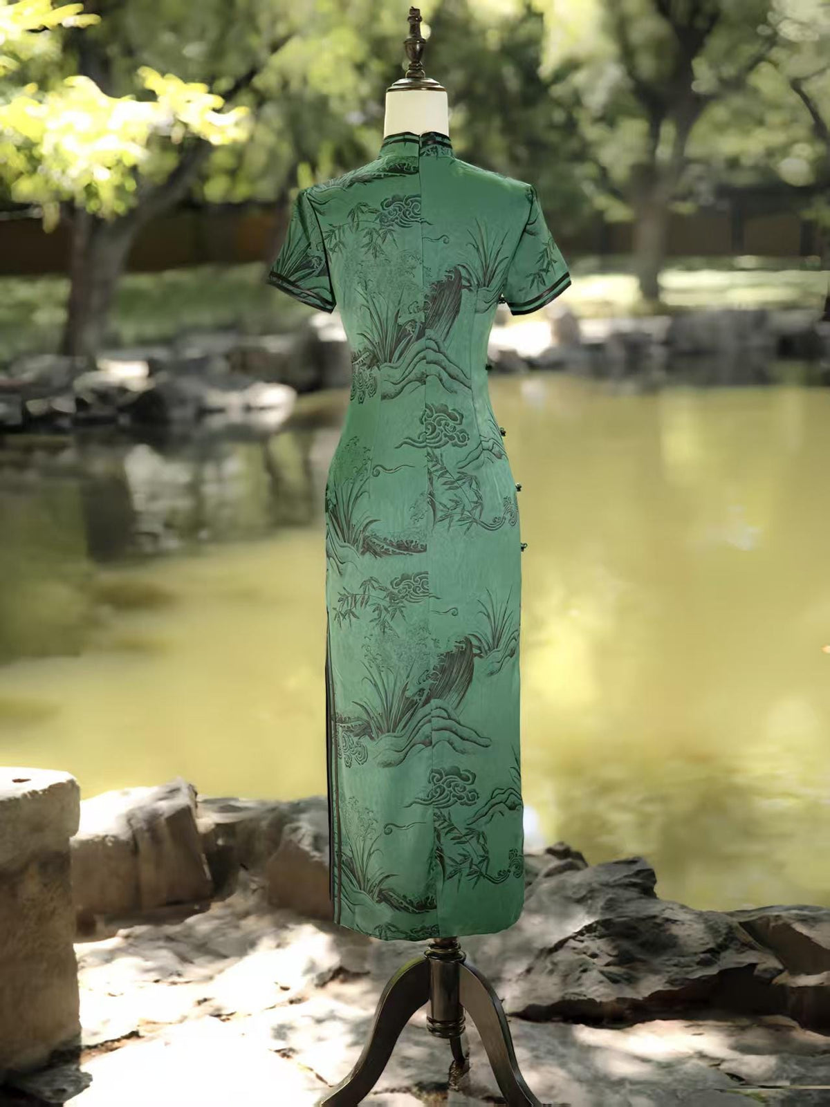 Women's Vintage Qipao Cheongsam Dress – Mao Collar Long – additional product view