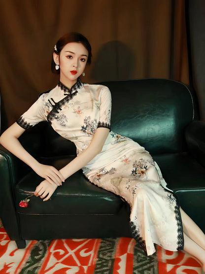 Women's Floral Qipao Cheongsam Dress – Fitted