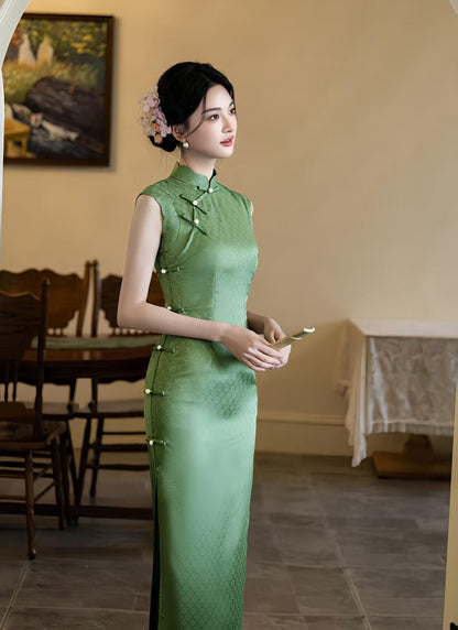 Women's Green Vintage Qipao Cheongsam Dress – additional product view