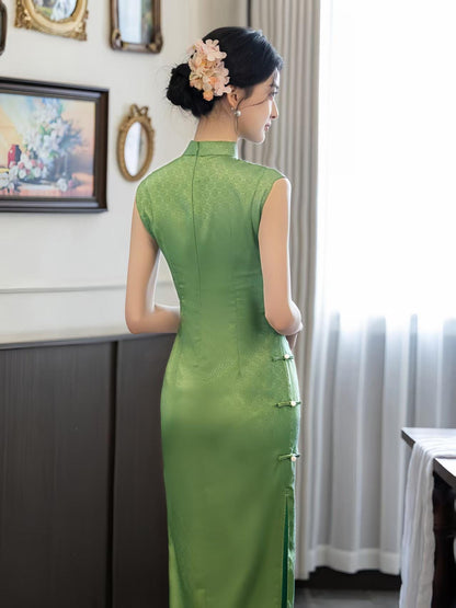 Women's Green Vintage Qipao Cheongsam Dress – additional product view
