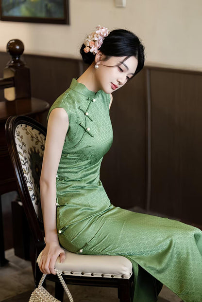 Women's Green Vintage Qipao Cheongsam Dress