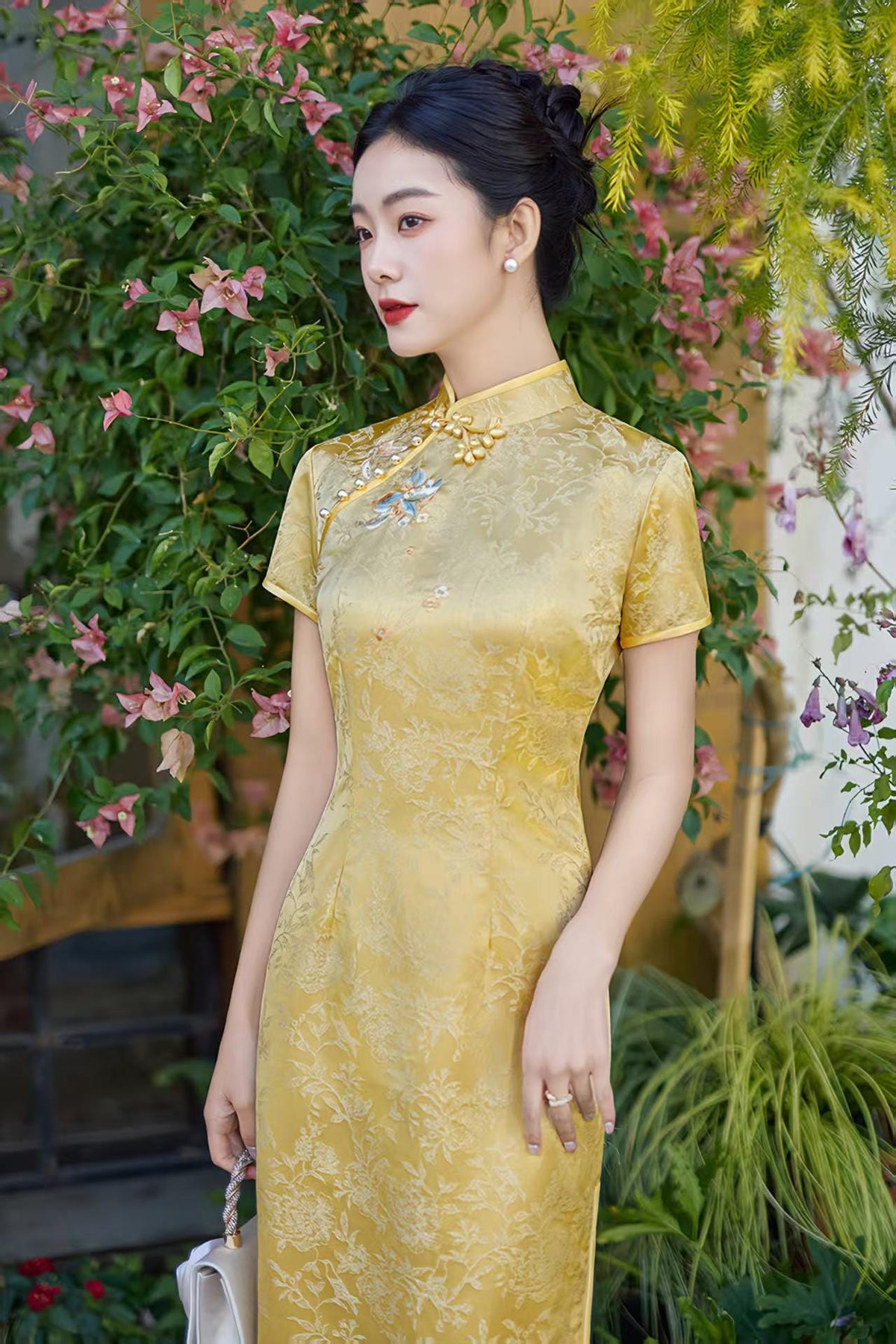 Women's Embroidered Qipao Cheongsam Dress – Maxi – additional product view