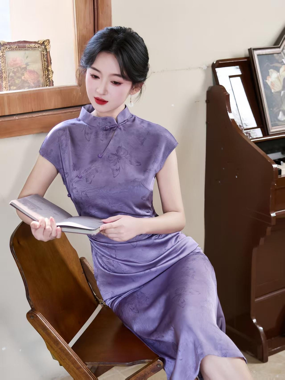 Women's Vintage Qipao Cheongsam Dress – Butterfly Maxi – additional product view