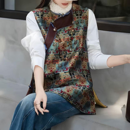 Women's Jacquard Brocade Chinese Style Vest – additional product view