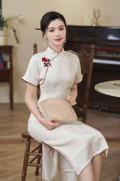 Women's Vintage Qipao Cheongsam Dress – Ivory – additional product view