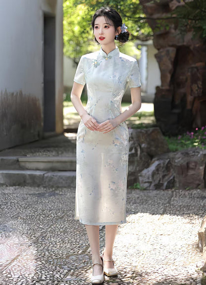 Women's Green Elegant Qipao Cheongsam Dress – additional product view