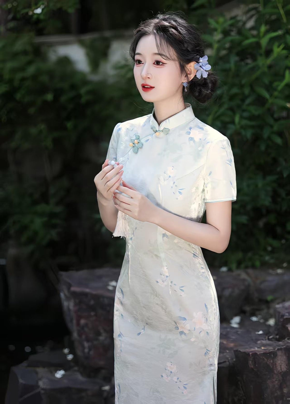 Women's Green Elegant Qipao Cheongsam Dress – additional product view