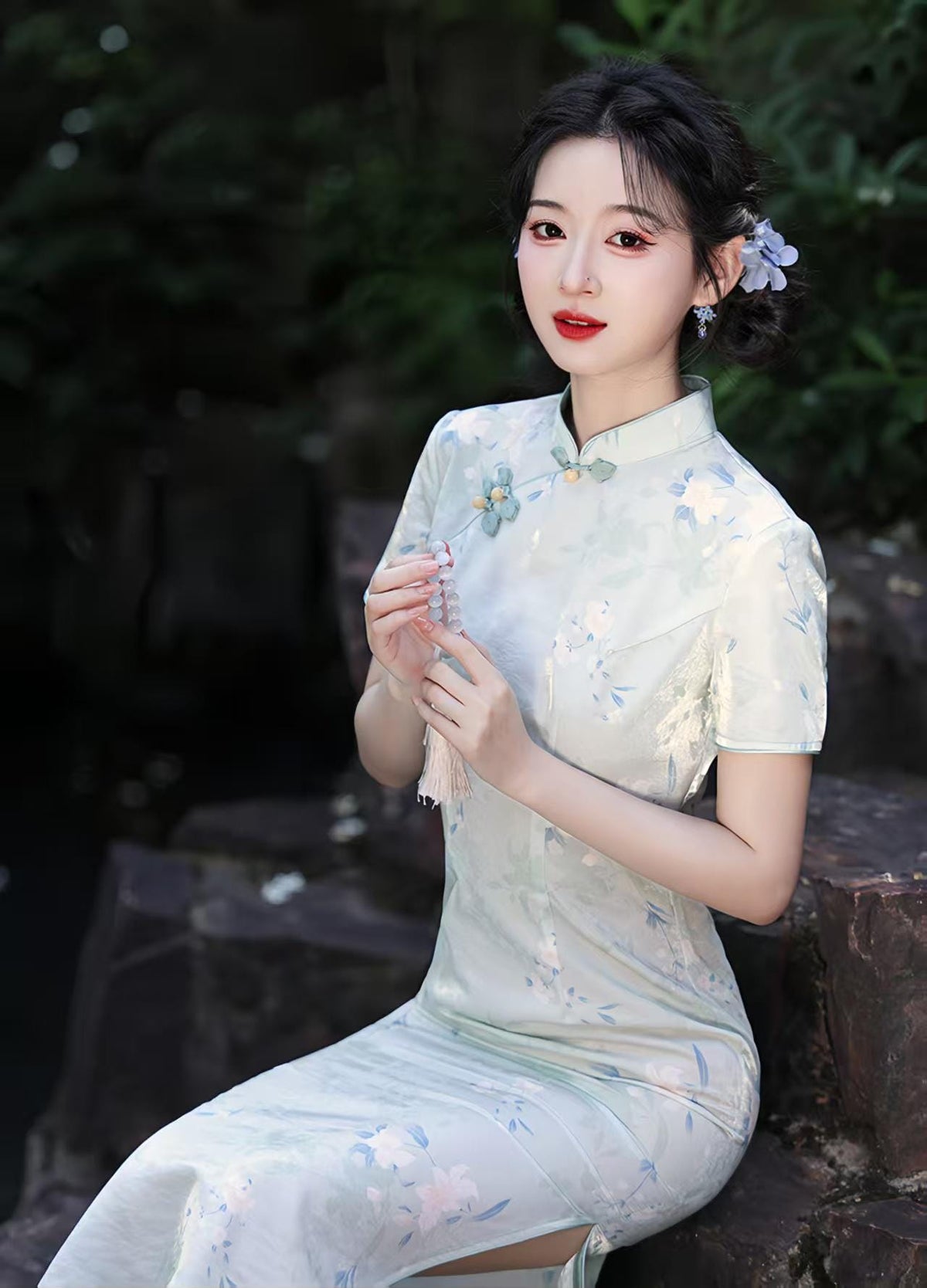 Women's Green Elegant Qipao Cheongsam Dress – additional product view