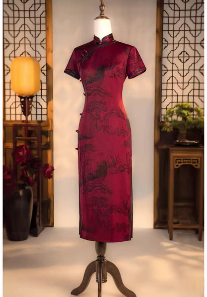 Women's Vintage Qipao Cheongsam Dress – Mao Collar Long – additional product view