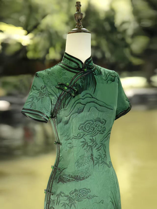 Women's Vintage Qipao Cheongsam Dress – Mao Collar Long
