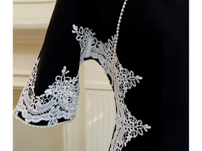 Women's Black Vintage Velvet Qipao Cheongsam Dress – additional product view