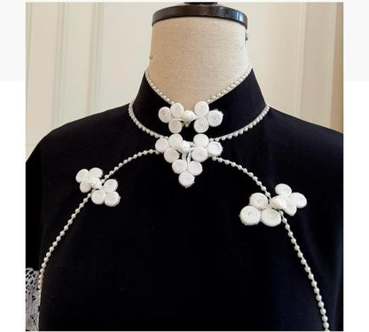 Women's Black Vintage Velvet Qipao Cheongsam Dress – additional product view