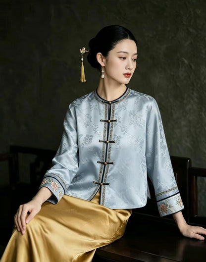 Women's Red Jacquard Chinese Tang Jacket