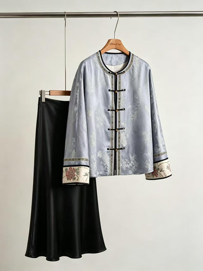 Women's Red Jacquard Chinese Tang Jacket – additional product view