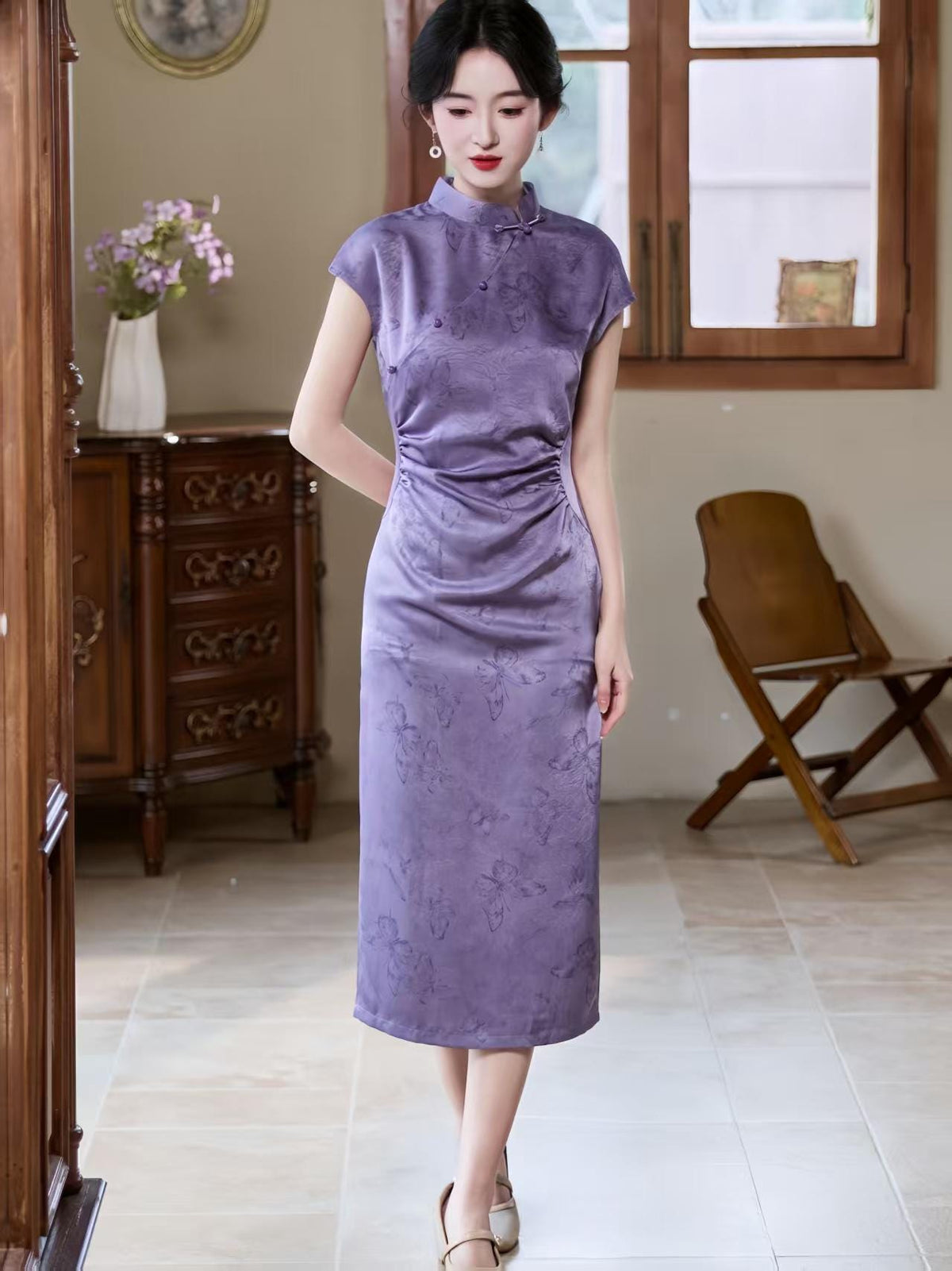 Women's Vintage Qipao Cheongsam Dress – Butterfly Maxi – additional product view