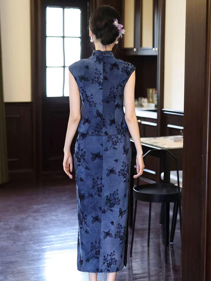 Women's Vintage Modern Chinese Two-Piece Set – Printed – additional product view