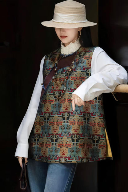 Women's Jacquard Brocade Chinese Style Vest – additional product view