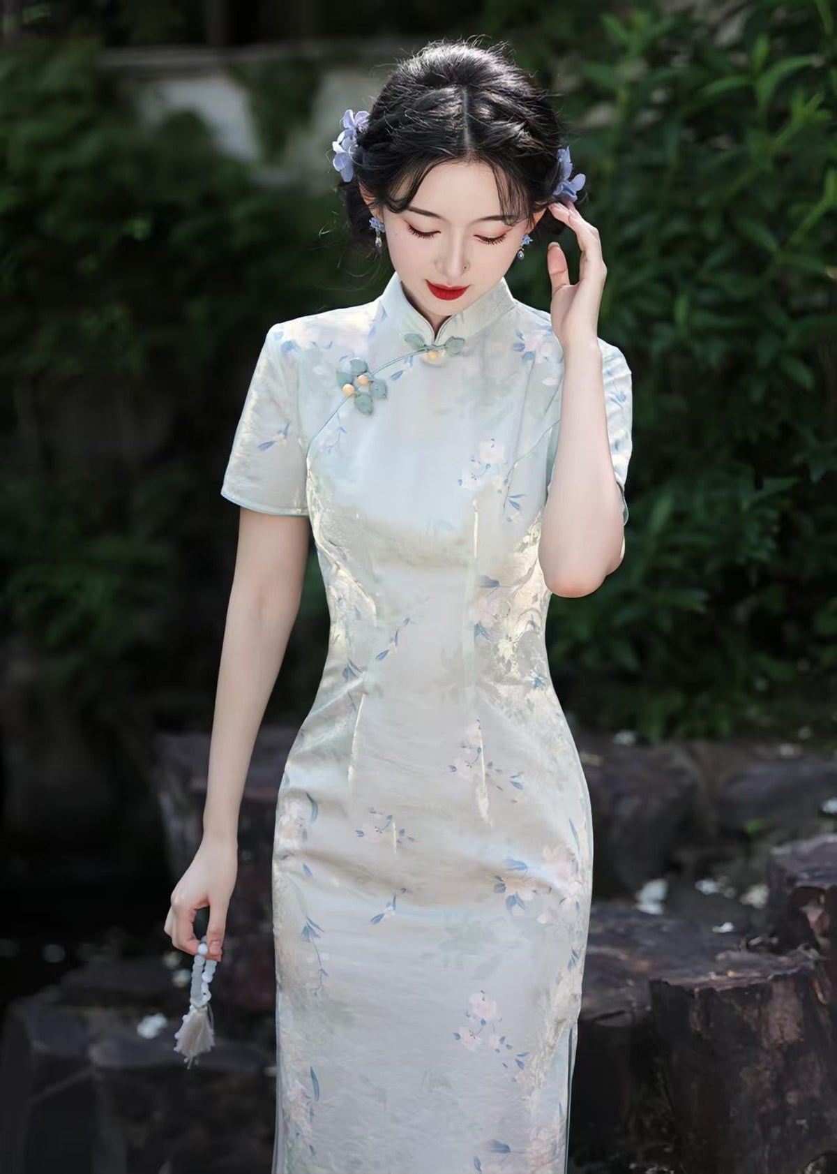 Women's Green Elegant Qipao Cheongsam Dress – additional product view