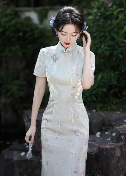 Women's Green Elegant Qipao Cheongsam Dress – additional product view