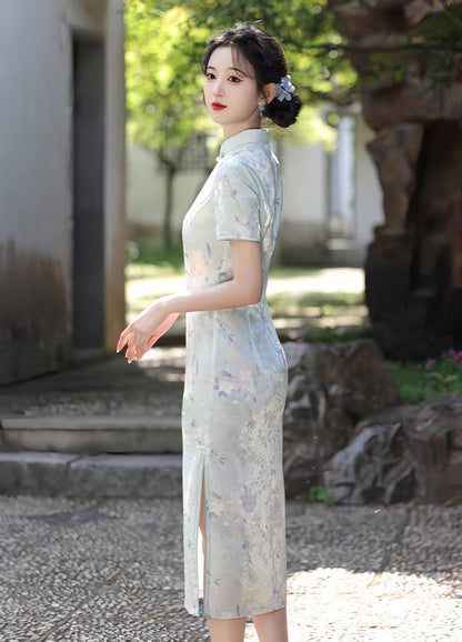 Women's Green Elegant Qipao Cheongsam Dress – additional product view