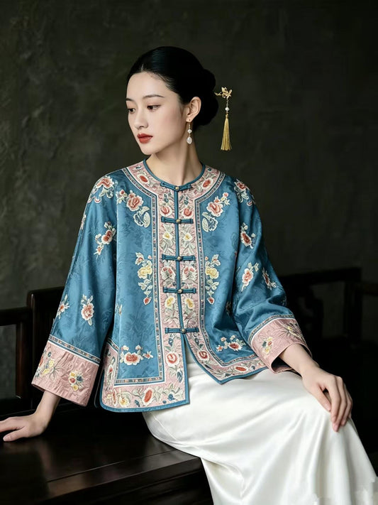 Embroidered Jacquard Chinese Tang Jacket